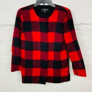 TALBOTS black & red buffalo plaid wool warm jacket size small petite